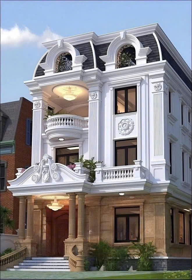 Mẫu nhà phố biệt thự 3 tầng phong cách tân cổ điển châu Âu - MNPBT3TPCTCDCA