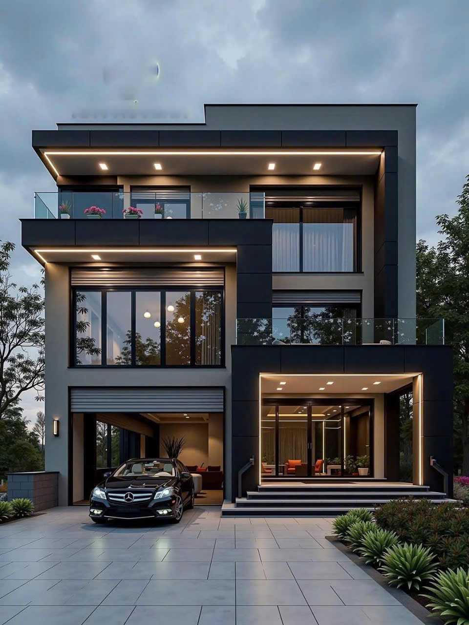 Mẫu nhà 2 tầng khối hộp lệch phong cách hiện đại sang trọng - MN2TKHLPCHDST