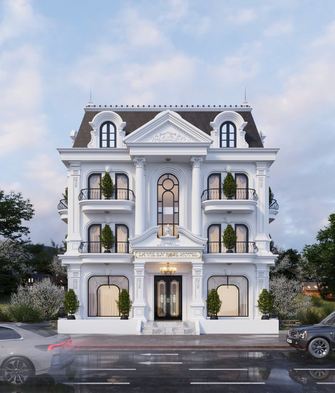 Mẫu biệt thự khách sạn boutique phong cách tân cổ điển châu Âu - MBTKSBPCTCDCA