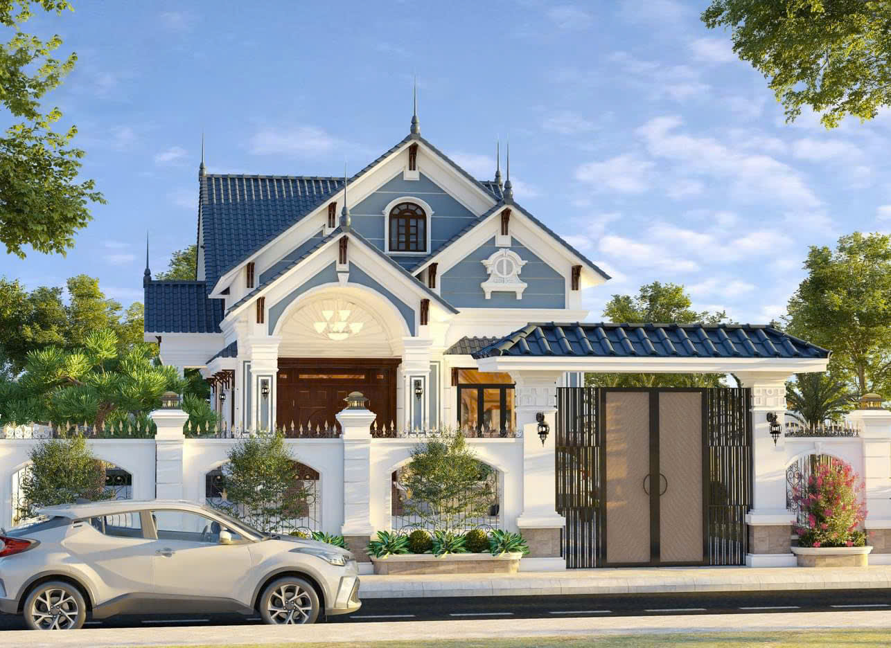 Mẫu nhà cấp 4 mái Thái phong cách tân cổ điển rất đẹp sang trọng và ấm cúng -MNC4MTPCTCDRDSTVAC