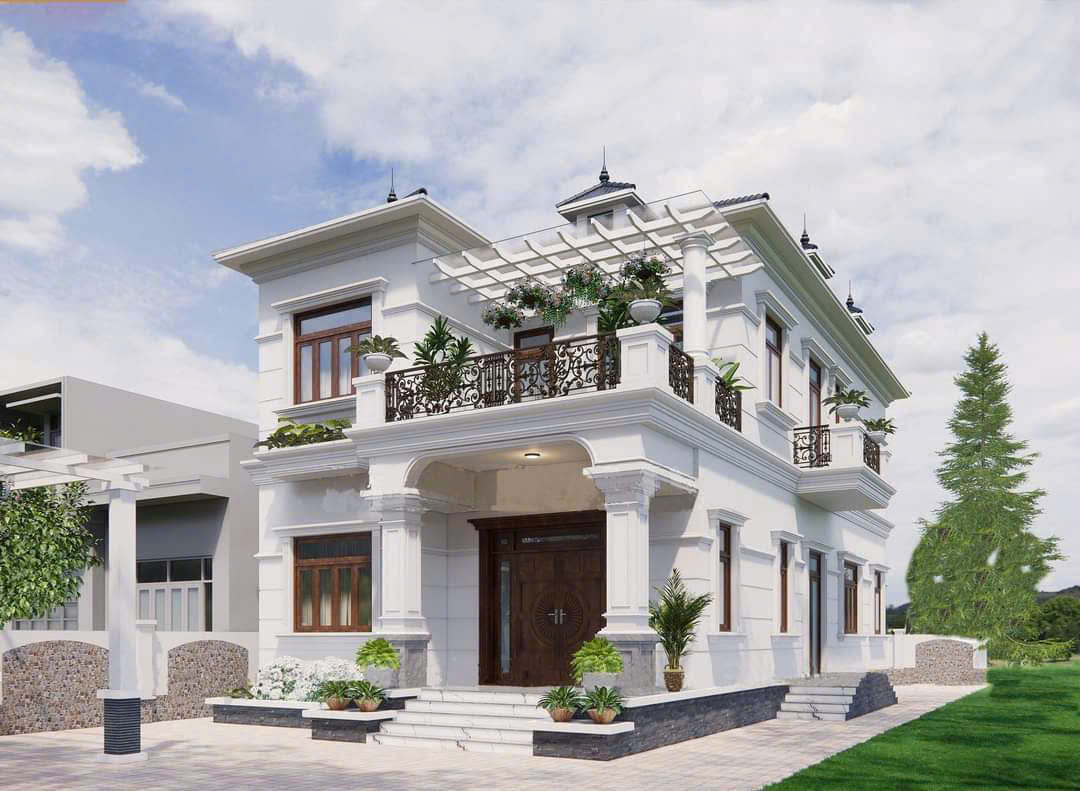 Mẫu biệt thự 2 tầng phong cách tân cổ điển rất sang trọng và đẳng cấp - MBT2TPCTCDRSTVDC