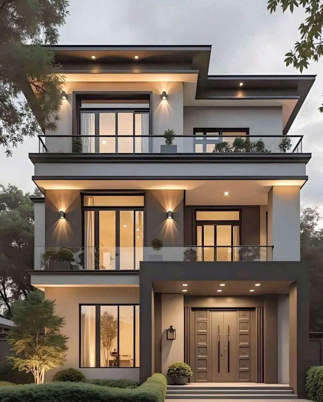 Mẫu biệt thự 3 tầng mái bằng phong cách tối giản nhưng sang trọng - MBT3TPCTGNST