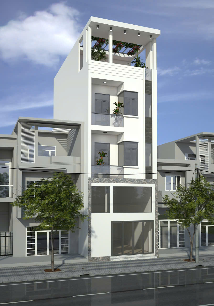 Mẫu nhà ống hiện đại 4 tầng-MNOHD4T