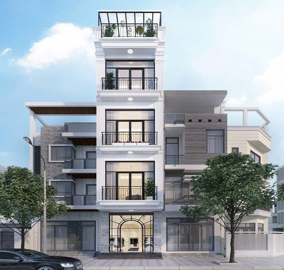 Mẫu nhà phố tân cổ điển cao tầng mặt tiền hẹp - MNPTCDCTMTH