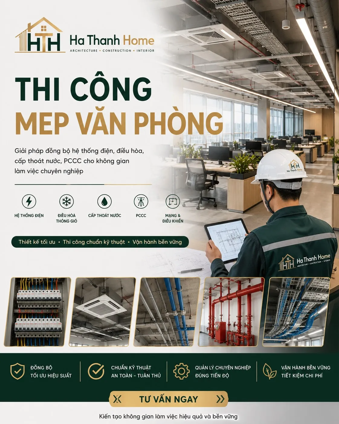 Thi Công MEP Văn Phòng: Giải Pháp Cơ Điện Đồng Bộ, An Toàn Và Tối Ưu Vận Hành