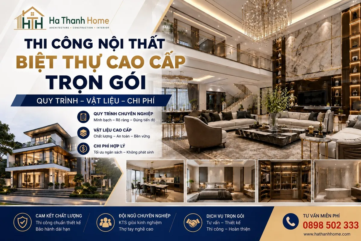 Thi Công Nội Thất Biệt Thự Cao Cấp Trọn Gói: Quy Trình, Vật Liệu Và Chi Phí