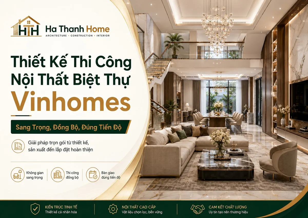 Thiết Kế Thi Công Nội Thất Biệt Thự Vinhomes: Sang Trọng, Đồng Bộ, Đúng Tiến Độ
