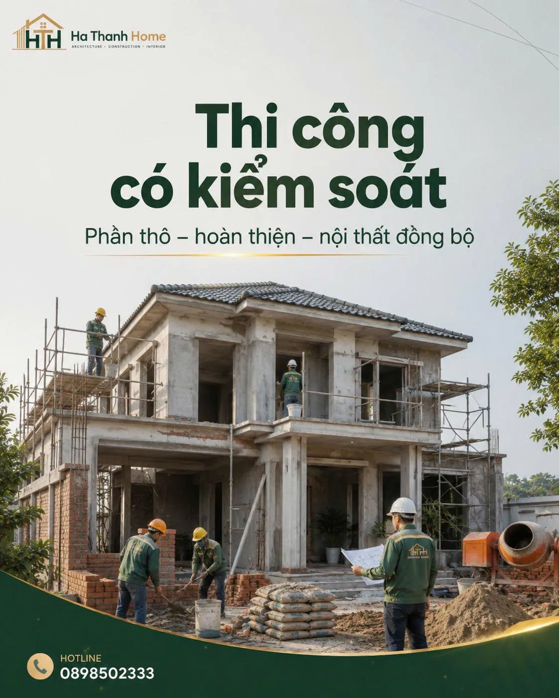 Kỹ sư Hà Thành Home giám sát chất lượng công trình tại Hà Nội