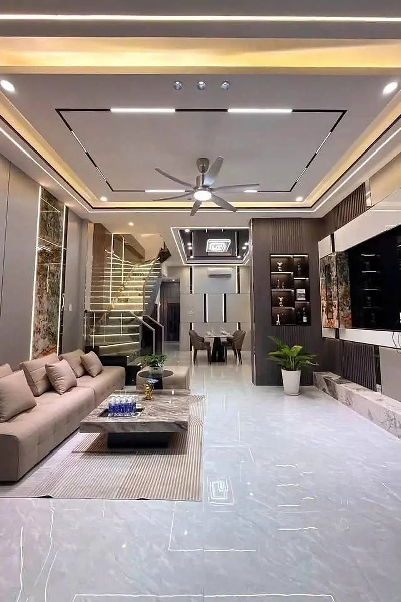 Hoàn thiện nội thất phòng khách biệt thự 2 tầng mái thái tại Yên Phong Bắc Ninh