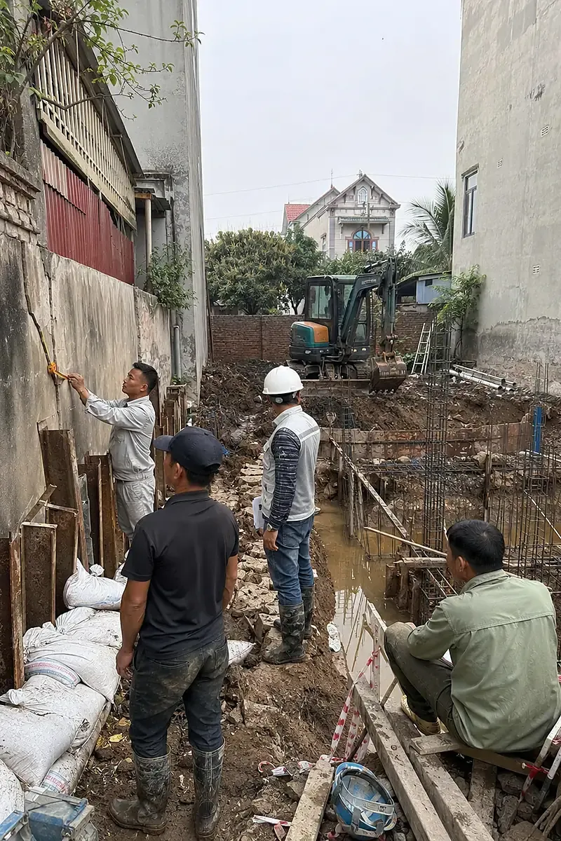 Kiểm tra và xử lý phát sinh địa chất khi thi công móng tại Yên Phong