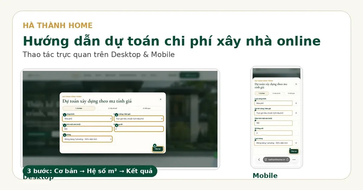 Hướng Dẫn Sử Dụng Tiện Ích Dự Toán Chi Phí Xây Nhà Online