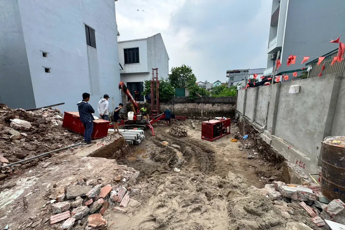 Thi công phần móng nhà ở tại An Khánh Hà Nội